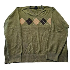 DOCKERS Men's Knit Sweater Green Size Large V Neck